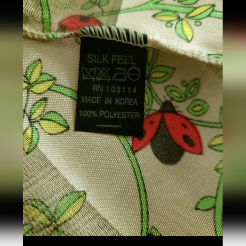 Ladybug on greenery Satin and Sheer Shadow Striped 60 inch Scarf - Picture 4 of 8